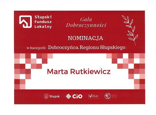 Gala Dobroczynności Słupski Fundusz Lokalny wyróżnienie