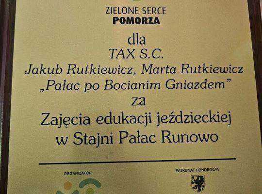 Zajęcia edukacji jeździeckiej w Stajni Pałac Runowo nagrodzone Certyfikatem Marki Lokalnej!